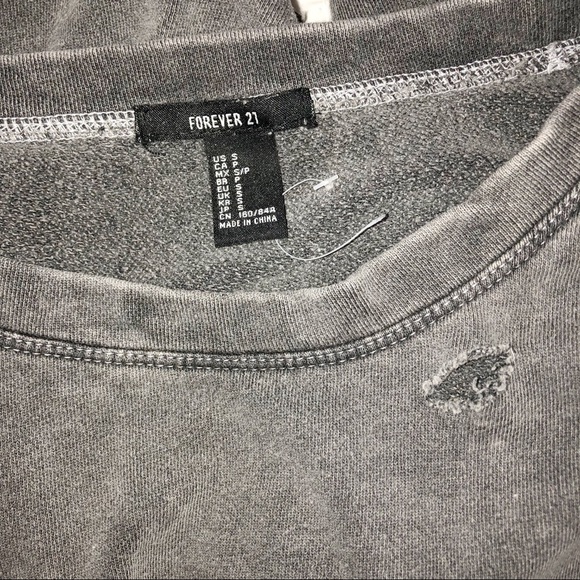 Forever 21 nwot grey distressed lounge sweatshirt - Picture 4 of 4